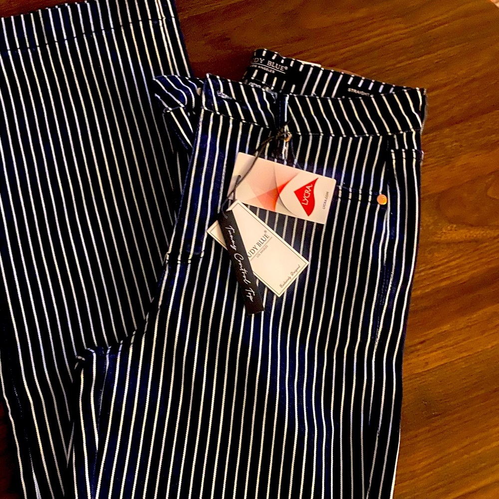 Judy blue boot cut blue and white striped